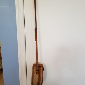 New! Tan leather burlap Canteen crossbody